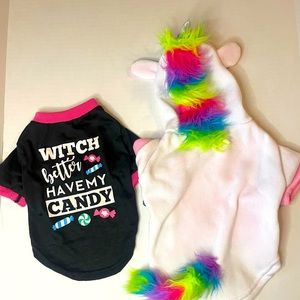 New Dog Halloween Shirt and Unicorn Costume, both size Small